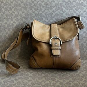 Coach Tan and Brown Leather Shoulder Bag
